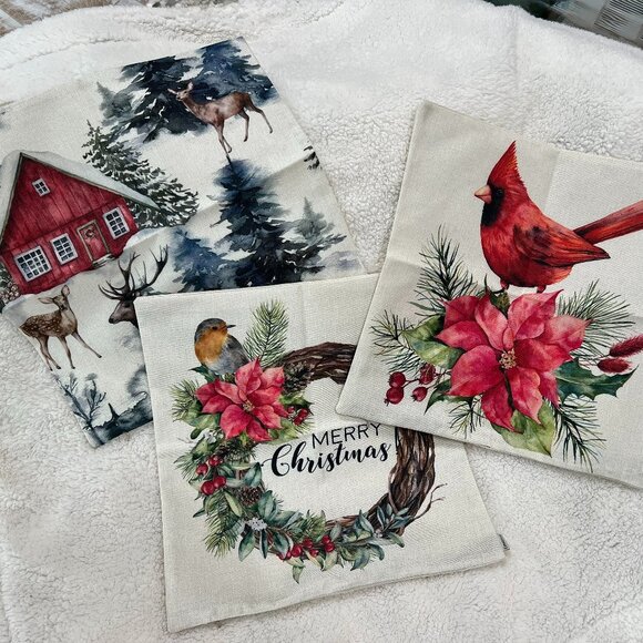Three (3) Beautiful Holiday Pillow Covers - Picture 1 of 16